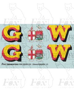 1927-1934 : G (twin shield crest) W Loco Initials yellow/red