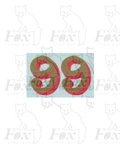 (12.25mm high) Gold/red shadow - 1 pair number 9