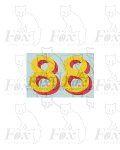 (14.75mm high) Yellow/red shadow - 1 pair number 8