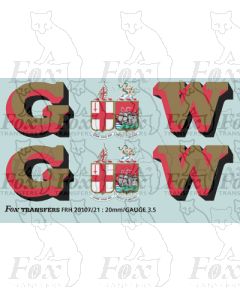1927-1934 : G (twin shield crest) W Loco Initials gold/red