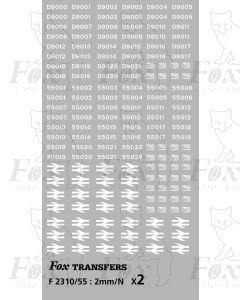 Class 55  Pre-TOPS D numbersets AND TOPS numbering - fully made up, white