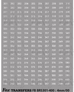 BRS FLEET NUMBERS - white  301-400
