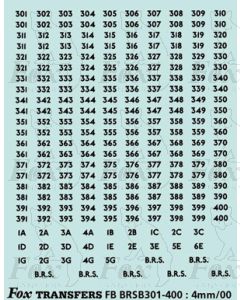 BRS FLEET NUMBERS - black  301-400