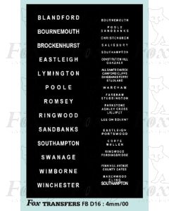 DESTINATION SCREENS - HANTS & DORSET 