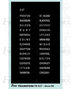 DESTINATION SCREENS - RIBBLE (SOUTH)