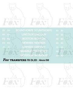 BRANCH NAMES -  SCUNTHORPE, LINCOLN, BOSTON, NEWARK, GRIMSBY, BARNSLEY, WORKSOP