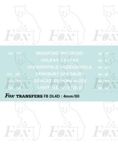BRANCH NAMES -  BRADFORD, HALIFAX, HUDDERSFIELD, DEWSBURY, DONCASTER, SHEFFIELD