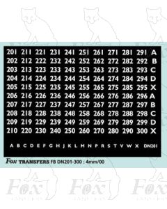 Route Numbersets STANDARD SETS 201-300 white