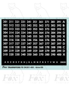 Route Numbersets STANDARD SETS 201-300 white