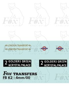 DESTINATION SCREENS - GOLDERS GREEN & CRYSTAL PALACE
