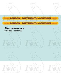 ROUTE BOARDS - SOUTHDOWN - LONDON PORTSMOUTH SOUTHSEA
