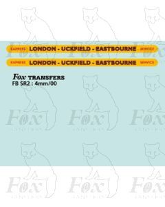 ROUTE BOARDS - SOUTHDOWN - LONDON UCKFIELD EASTBOURNE