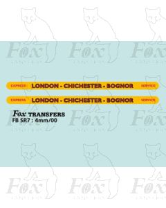 ROUTE BOARDS - SOUTHDOWN - LONDON-CHICHESTER BOGNOR