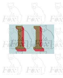 (14.75mm high) Gold/red shadow - 1 pair number 1