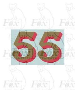 (14.75mm high) Gold/red shadow - 1 pair number 5