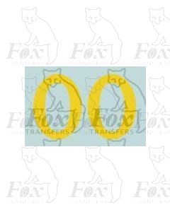(13.5mm high) Yellow - 1 pair number 0