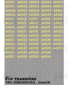 Cabside Numbersets for GRESLEY A4s