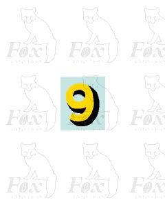 Yellow with black shadow, 15.5mm high including shadow 1 x number 9