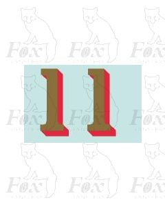 (24mm high) Gold/red shadow - 1 pair number 1