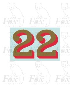 (24mm high) Gold/red shadow - 1 pair number 2