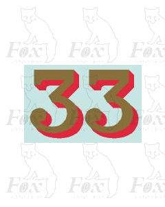 (42mm high) Gold/red shadow - 1 pair number 3