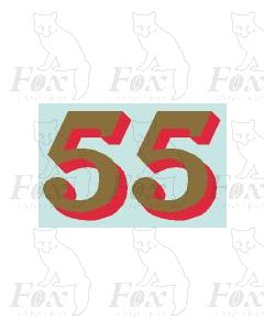 (24mm high) Gold/red shadow - 1 pair number 5