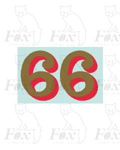 (29.25mm high) Gold/red shadow - 1 pair number 6