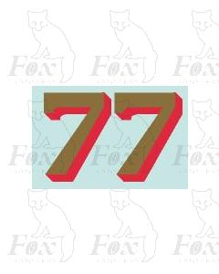 (18mm high) Gold/red shadow - 1 pair number 7