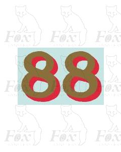 (29.25mm high) Gold/red shadow - 1 pair number 8