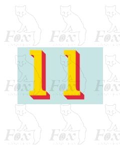 (24mm high) Yellow/red shadow - 1 pair number 1