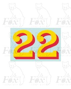 (29.25mm high) Yellow/red shadow - 1 pair number 2