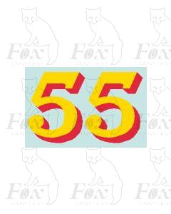 (24mm high) Yellow/red shadow - 1 pair number 5
