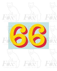 (20.75mm high) Yellow/red shadow - 1 pair number 6