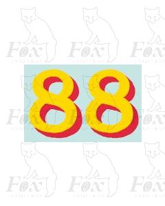 (24mm high) Yellow/red shadow - 1 pair number 8