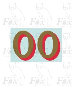 (42mm high) Gold/red shadow - 1 pair number 0