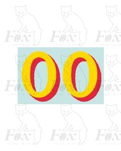 (14.75mm high) Yellow/red shadow - 1 pair number 0