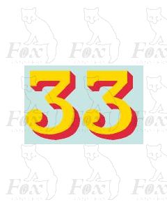 (20.75mm high) Yellow/red shadow - 1 pair number 3