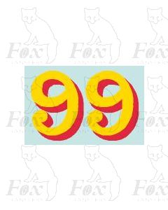 (42mm high) Yellow/red shadow - 1 pair number 9