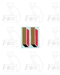 Gold/red/black (9.75mm high) - 1 pair number 1
