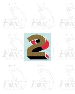 (10.75mm high) Gold/red/black/white - 1 x number 2