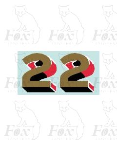 Gold/red/black (9.75mm high) - 1 pair number 2