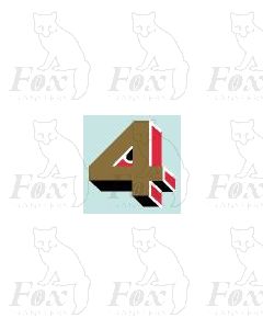 (10.75mm high) Gold/red/black/white - 1 x number 4