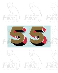 (23mm high) Gold/red/black/white - 1 pair number 5