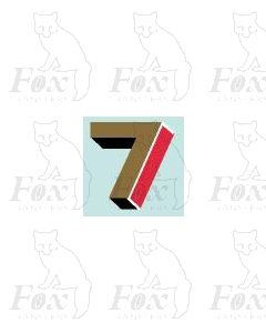 (10.75mm high) Gold/red/black/white - 1 x number 7