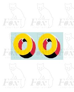 Yellow/red/black (14.5mm high) - 1 pair number 0