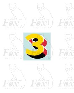 (5.25mm high) Yellow/red/black/white - 1 x number 3