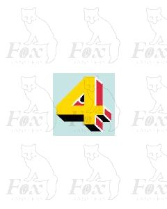 (5.25mm high) Yellow/red/black/white - 1 x number 4