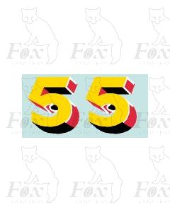 (30.5mm high) Yellow/red/black/white - 1 pair number 5