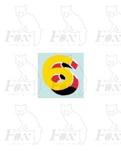 (7.75mm high) Yellow/red/black/white - 1 x number 6
