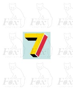 (10.75mm high) Yellow/red/black/white - 1 x number 7
